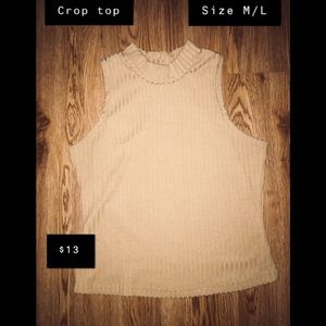 Tan high-neck crop top